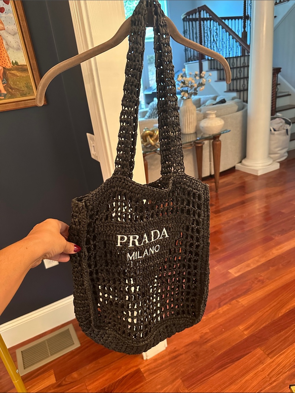 Black Crochet Tote Bag